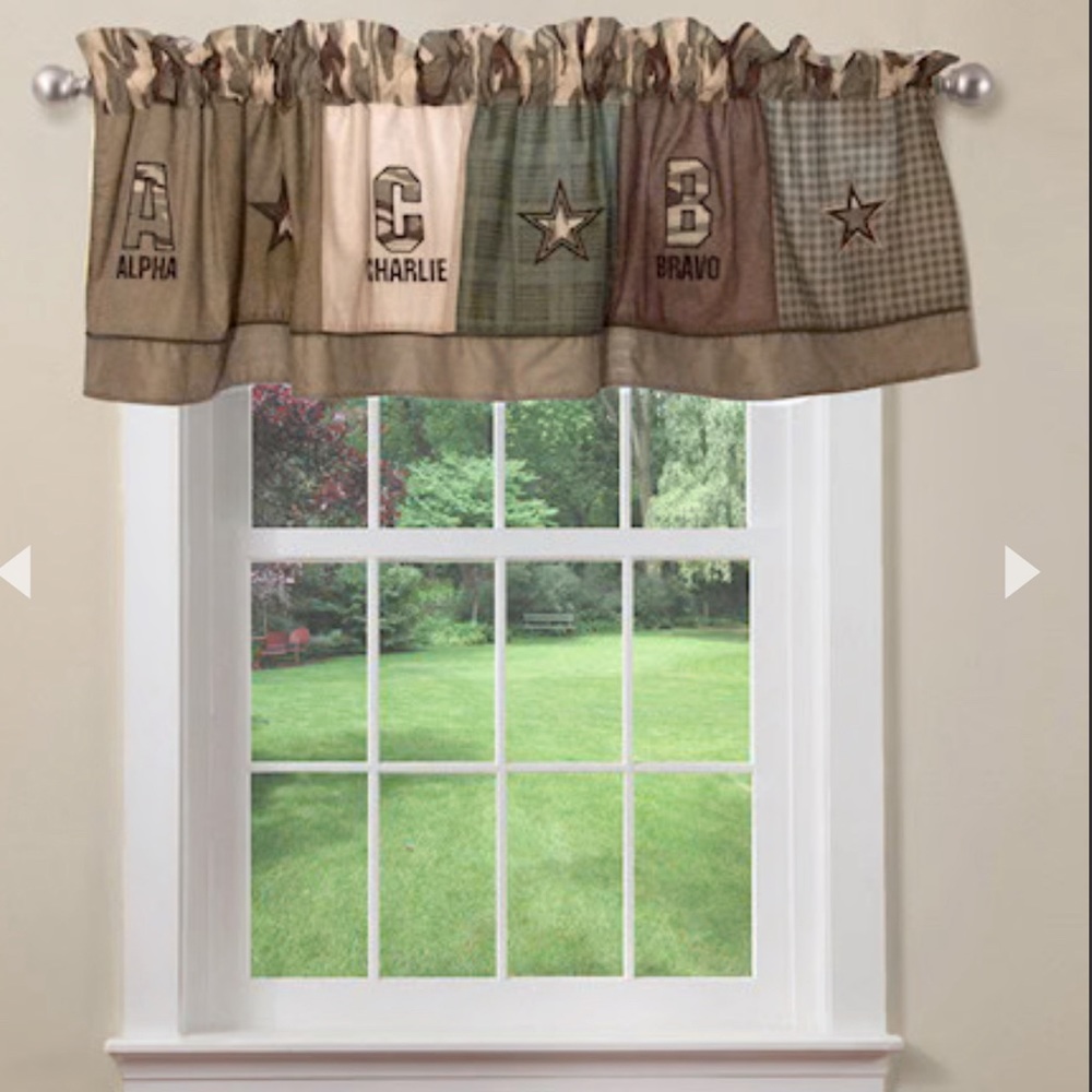Child Room Window Valance. Army Camouflage Military design. Brand new